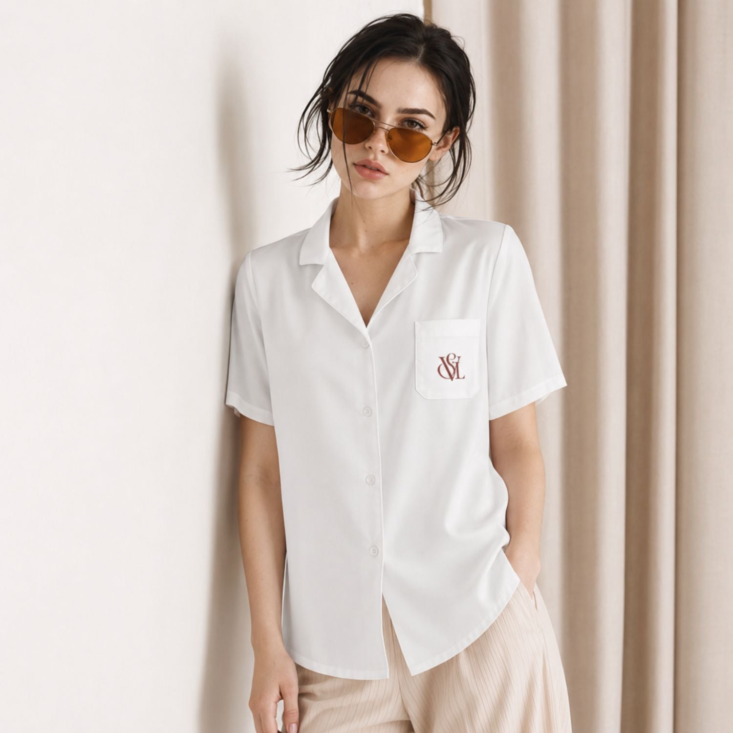 VERSIL LOGO All-over print women’s short sleeve top