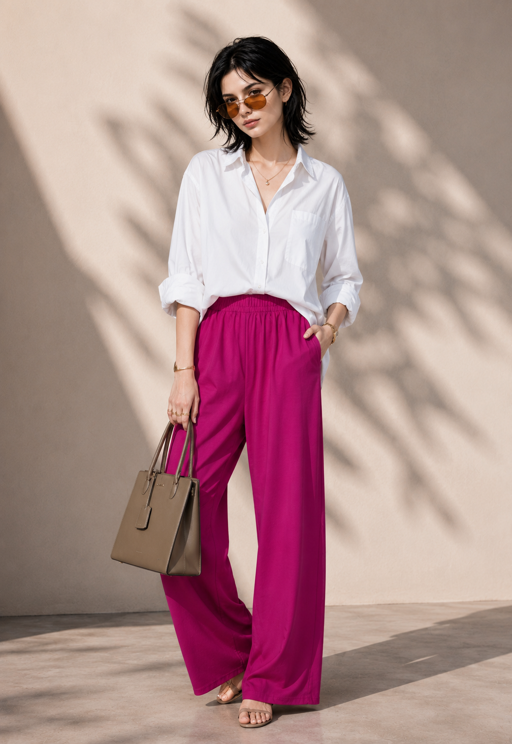 Neon Berry Wide-Leg Pants