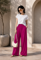 Neon Berry Wide-Leg Pants