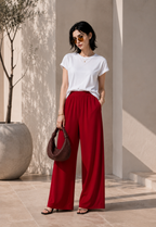 Crimson Night Wide-Leg Pants