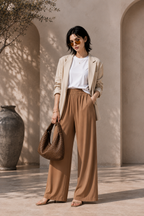 Caramel Drift Wide-Leg Pants