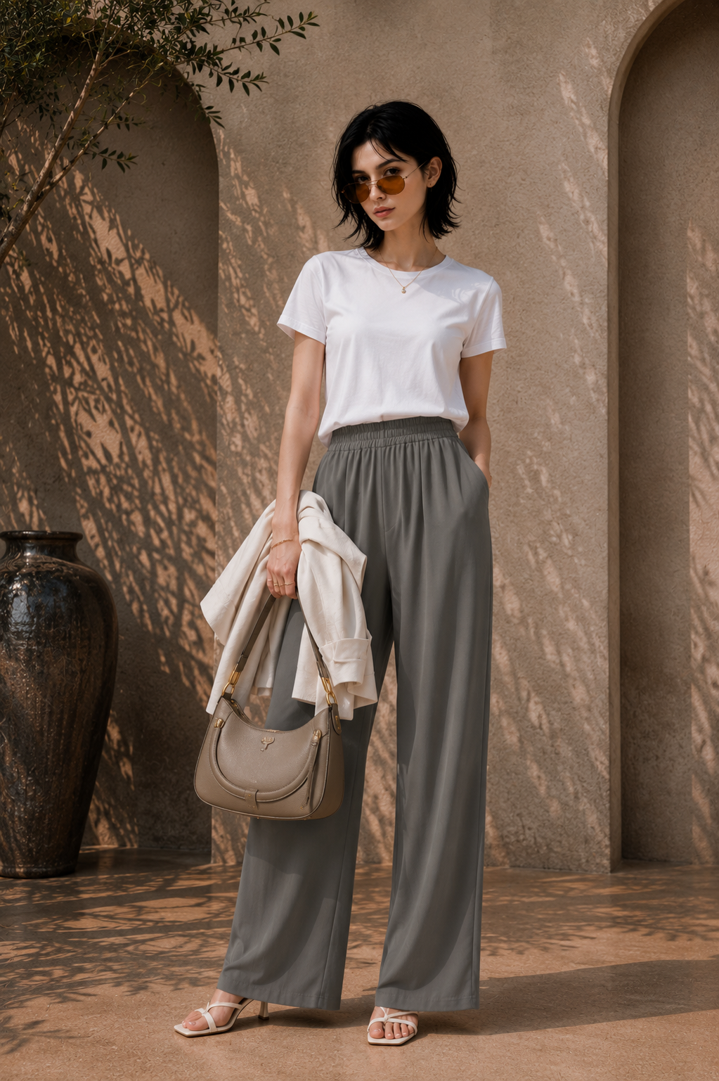 Graphite Shadow Wide-Leg Pants