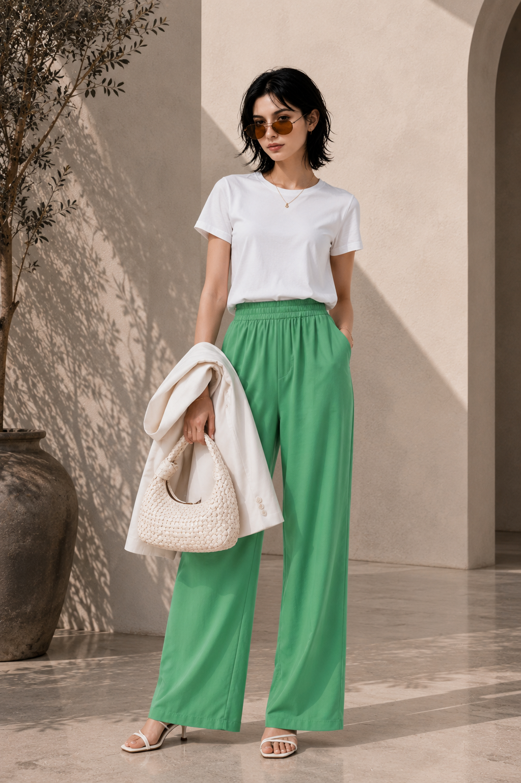 Jade Breeze Wide-Leg Pants