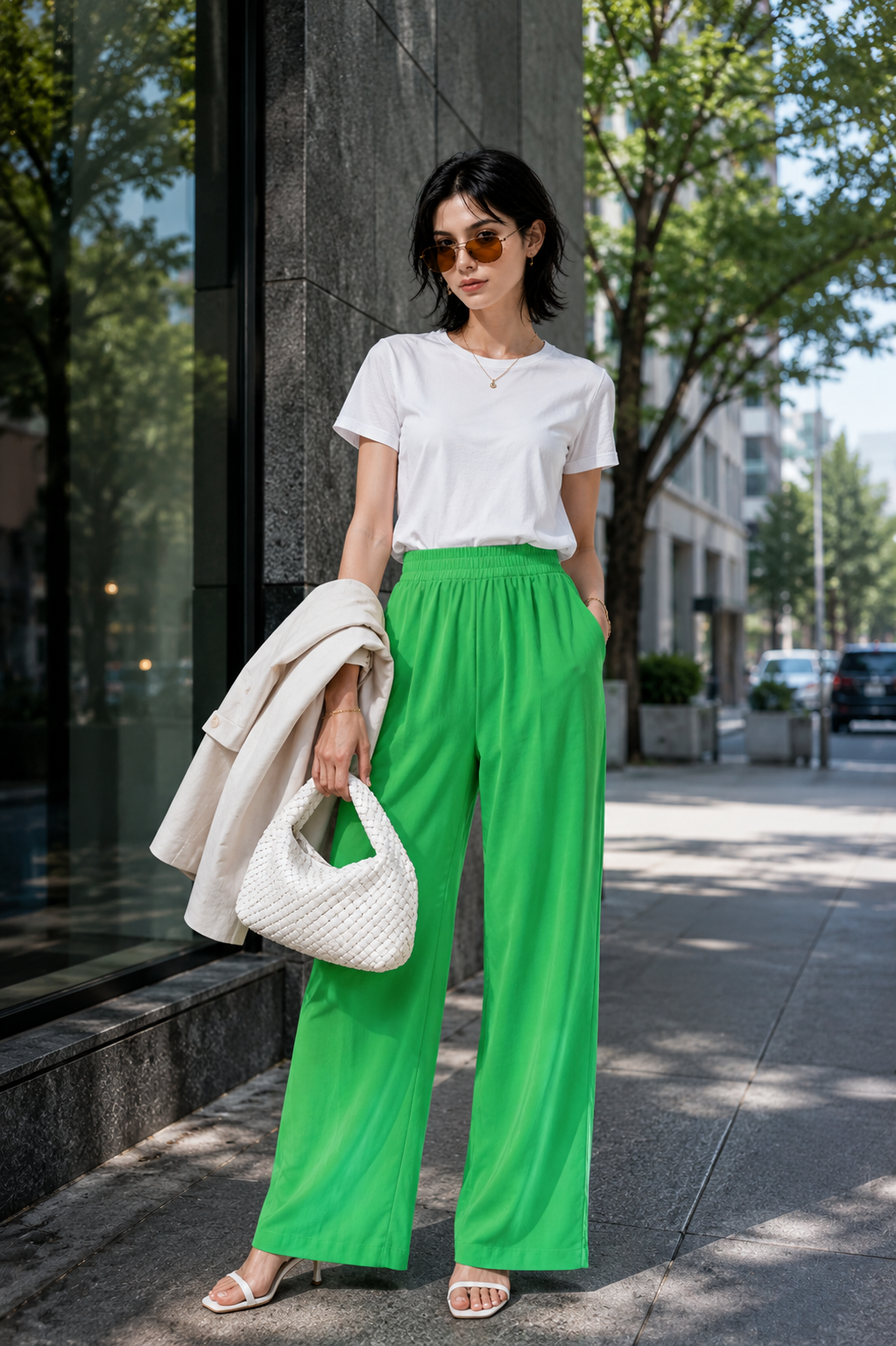 Emerald Pulse Wide-Leg Pants