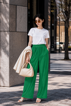 Verdant Noir Wide-Leg Pants