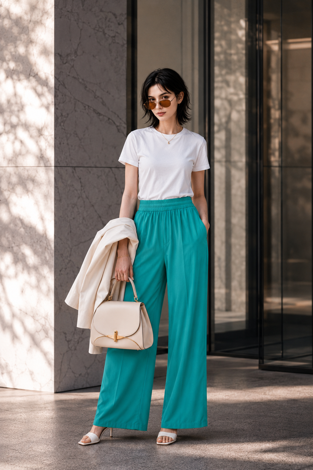 Riviera Turquoise Wide-Leg Pants