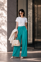 Riviera Turquoise Wide-Leg Pants