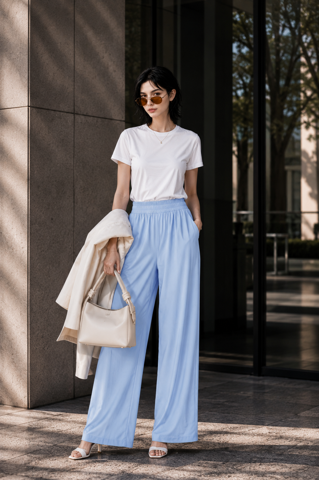Lumière Blue Wide-Leg Pants