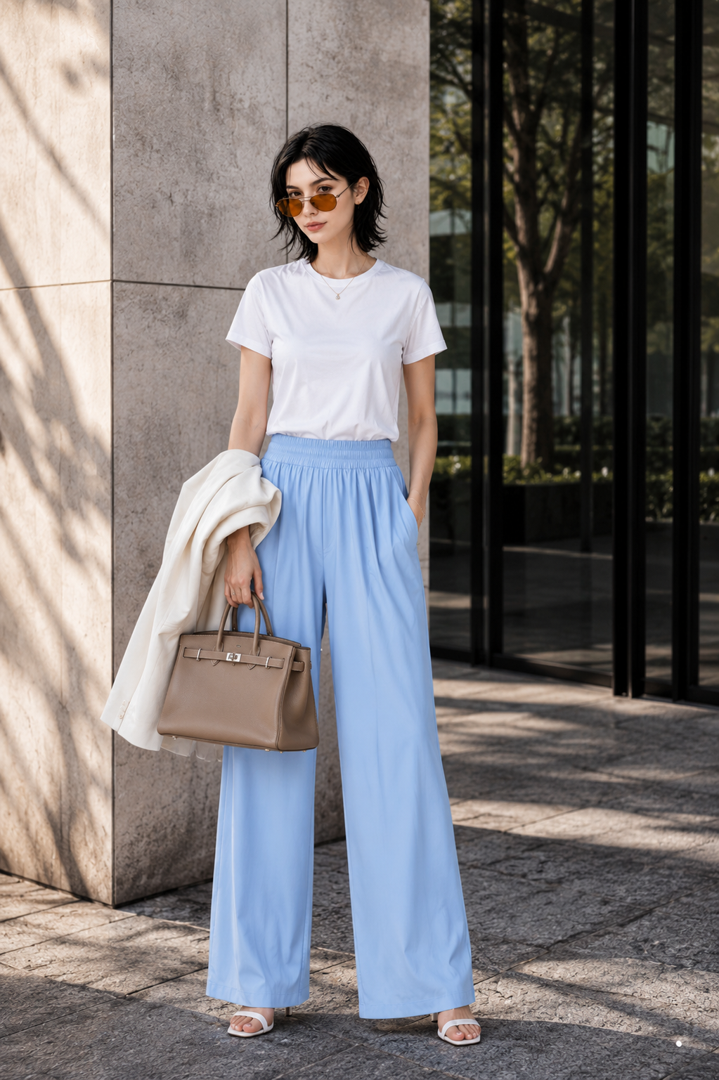 Azure Éclat Wide-Leg Pants