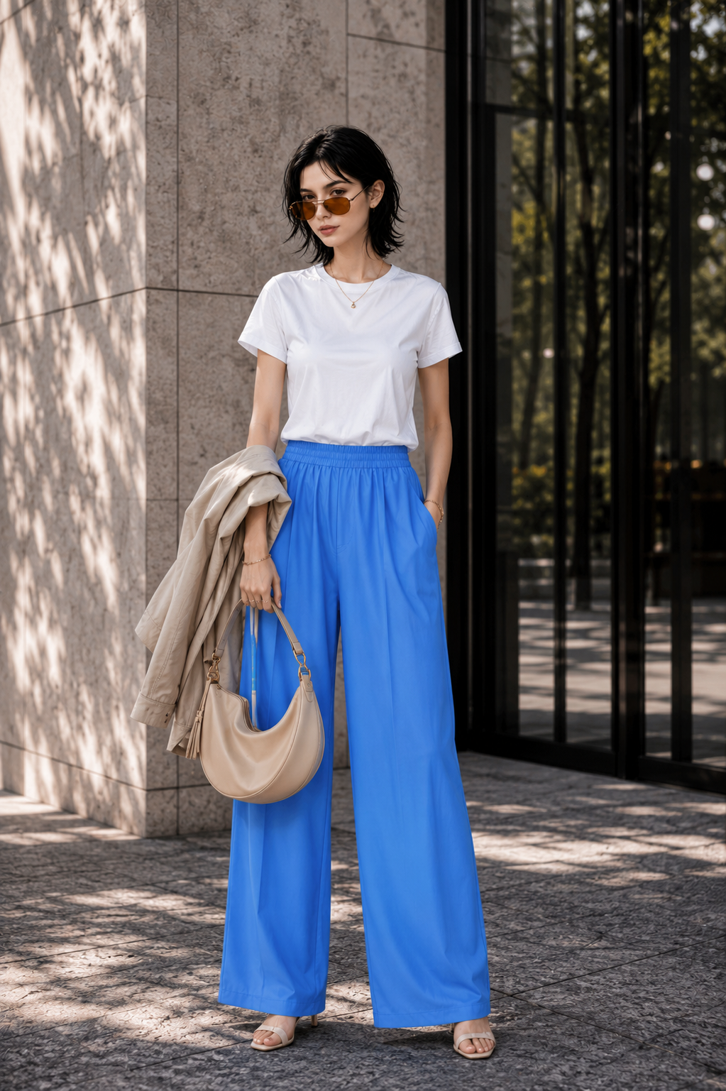 Cobalt Pulse Wide-Leg Pants