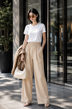 Écru Sand Wide-Leg Pants