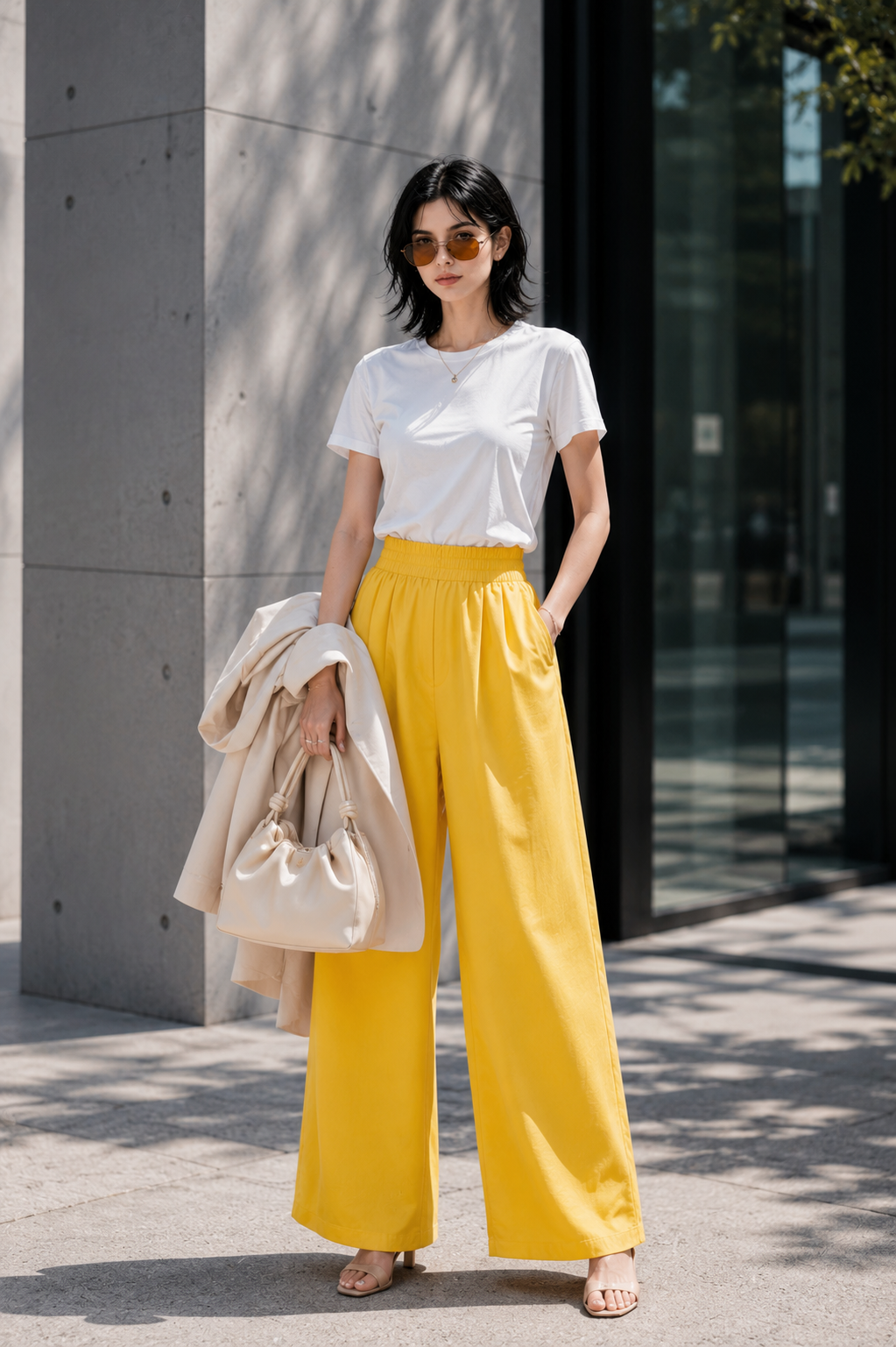 Golden Amber Wide-Leg Pants