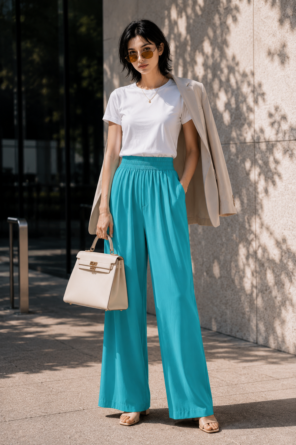Azure Lagoon Wide-Leg Pants