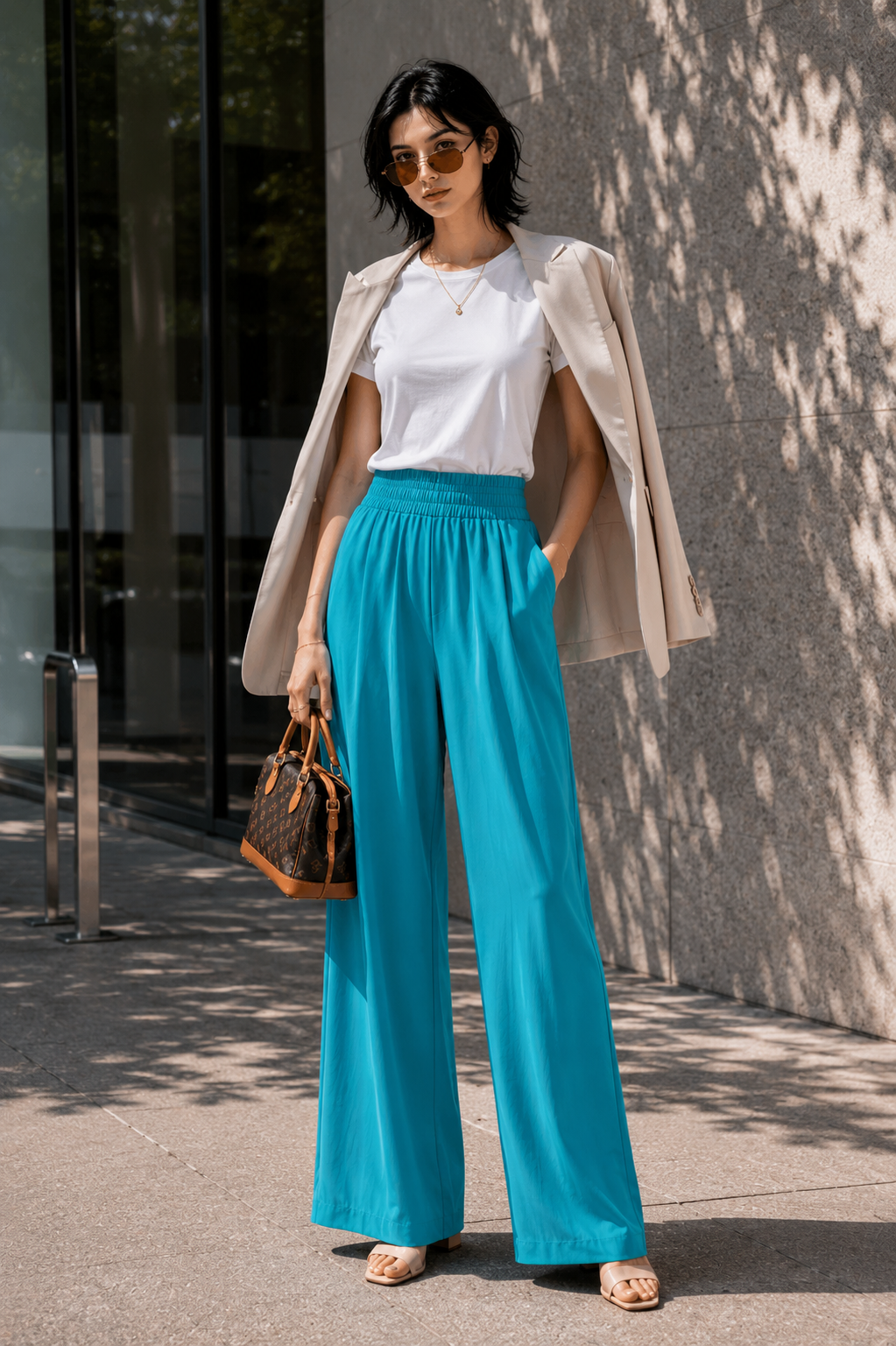 Pacific Cyan Wide-Leg Pants