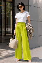 Electric Lime Wide-Leg Pants