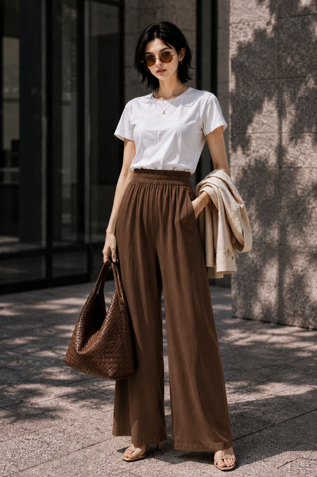Mocha Umber Wide-Leg Pants