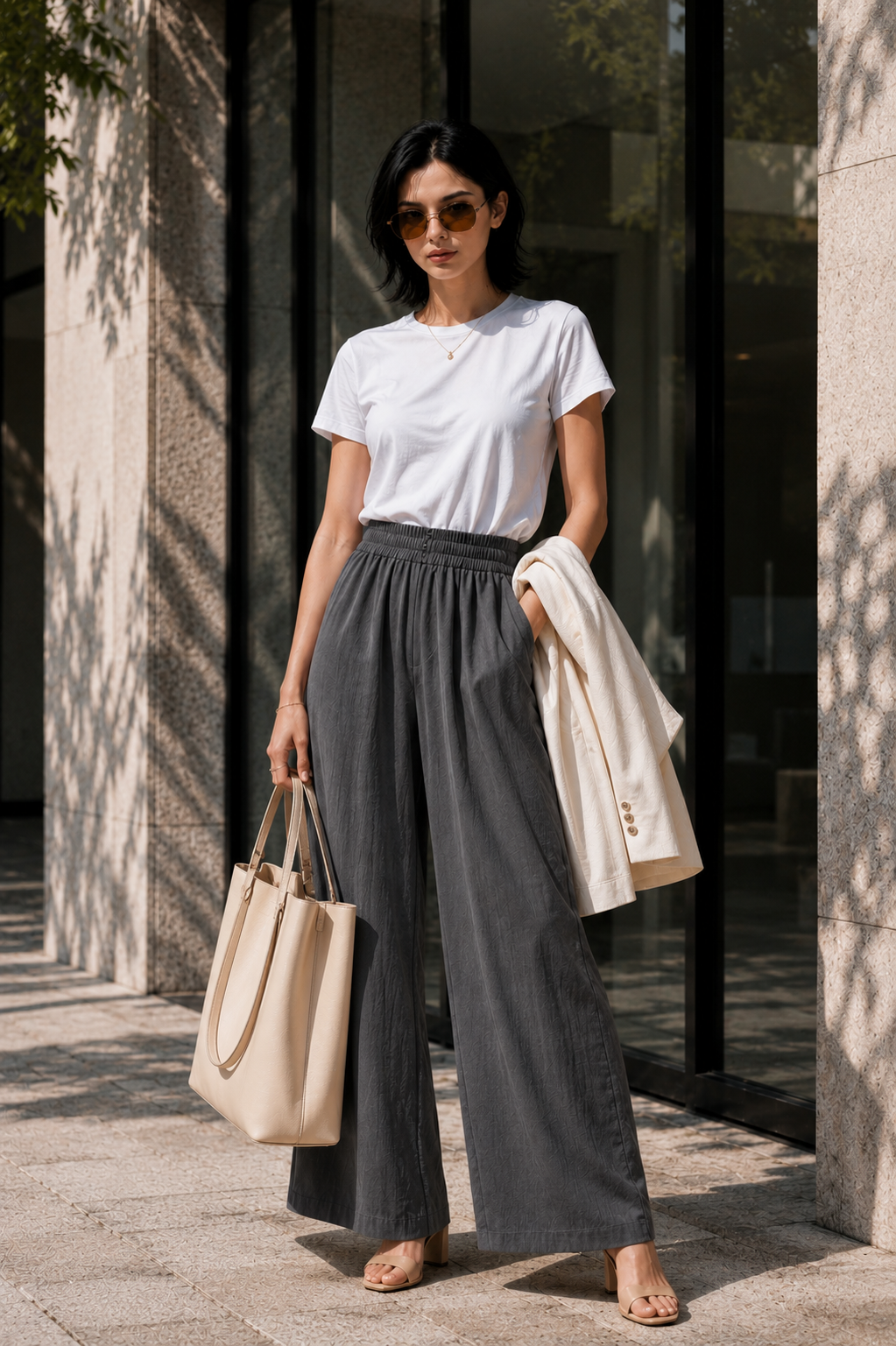 Graphite Haze Wide-Leg Pants