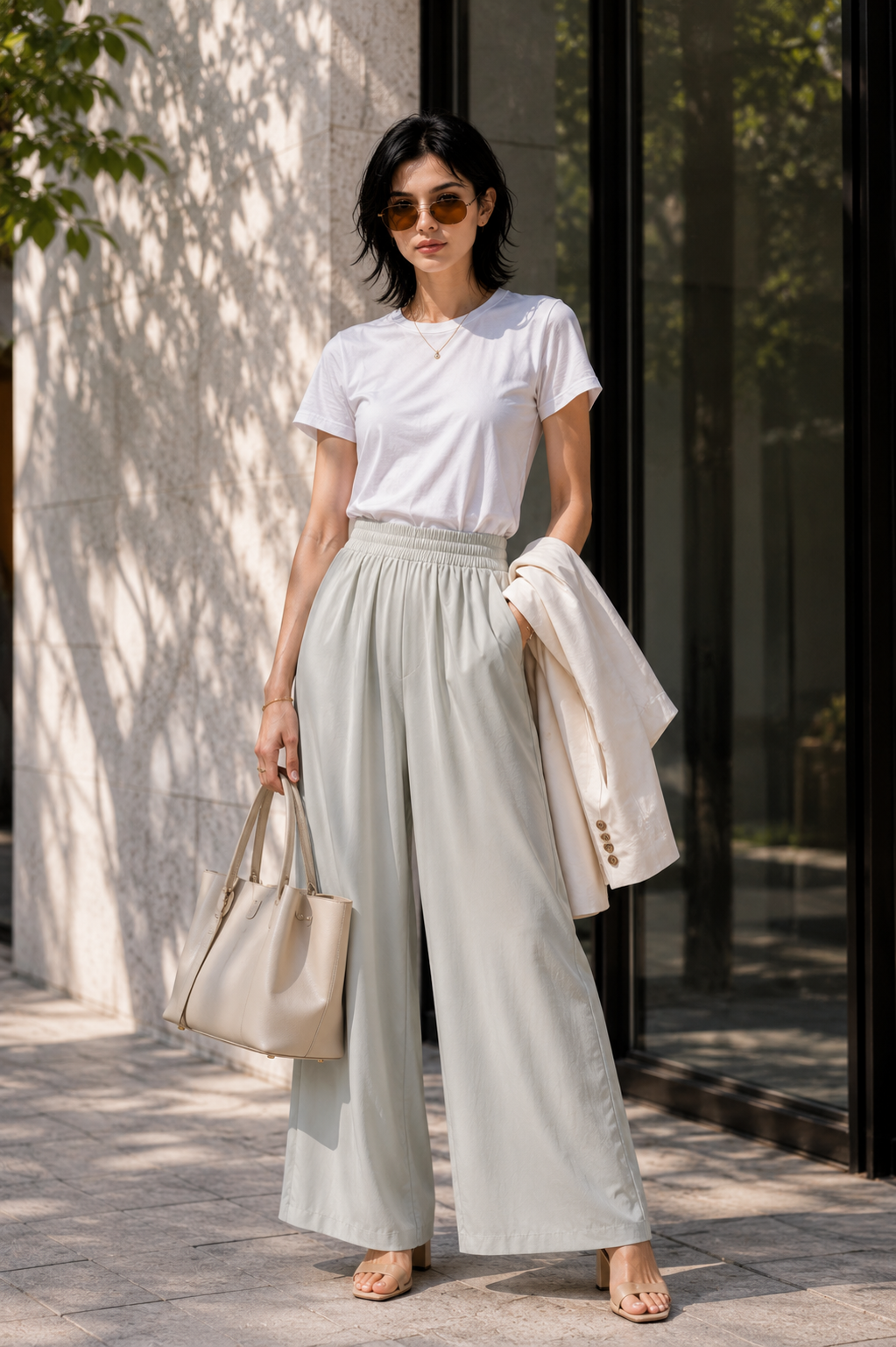 Silver Cool Wide-Leg Pants
