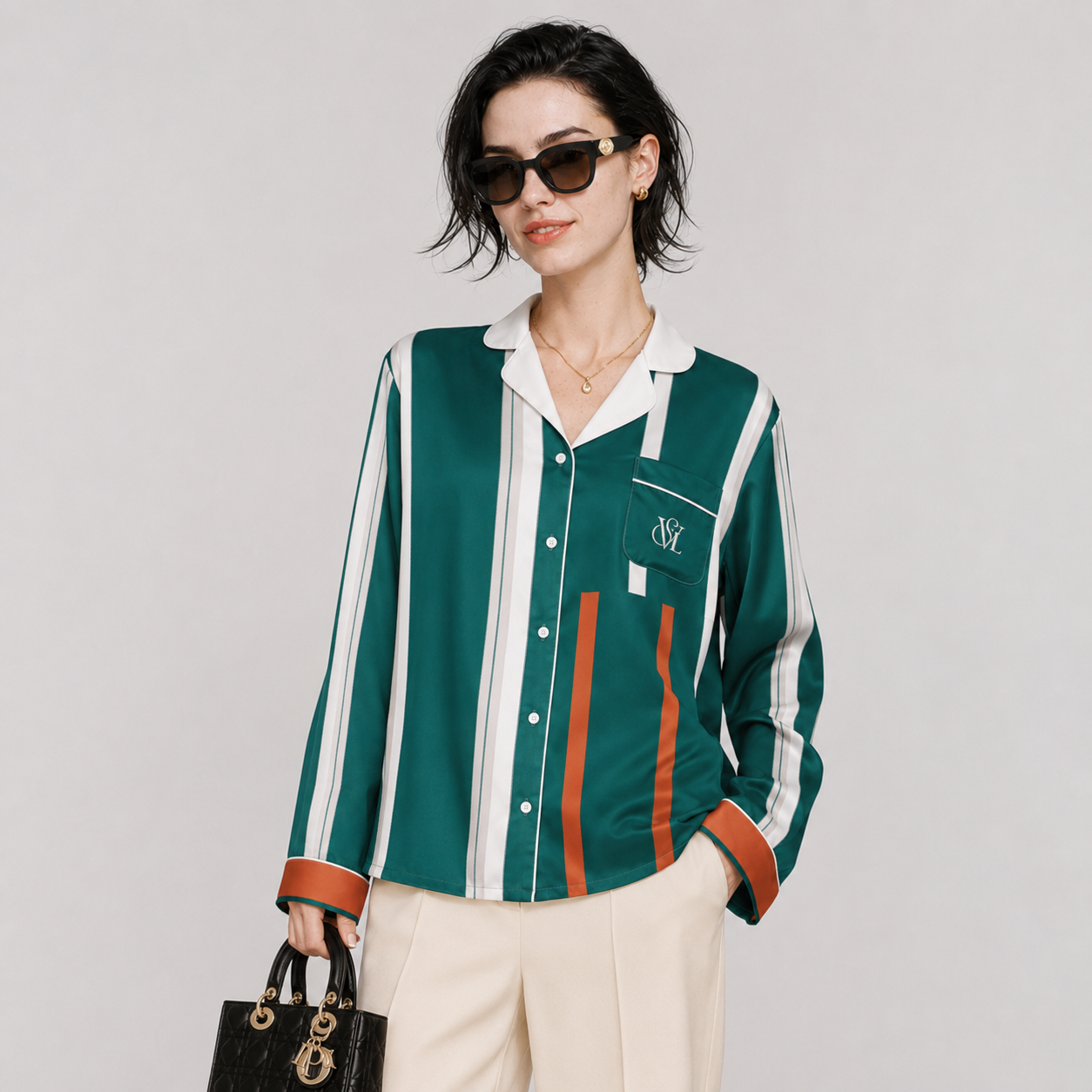 Forest Orange Line Dress Shirt