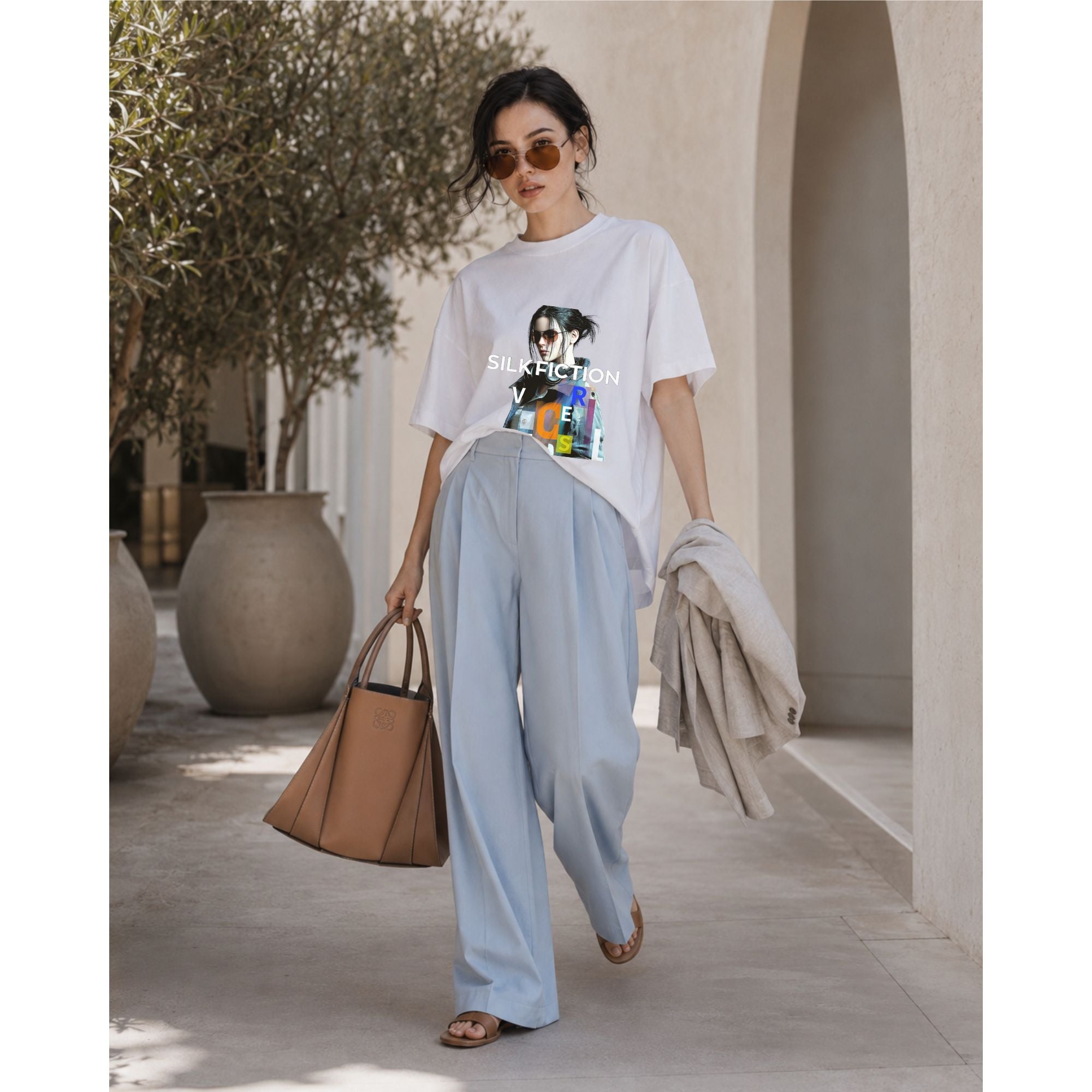 VERSIL Album Artwork Oversized Cotton T-Shirt/SILK FICTION